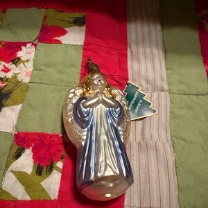Vintage Blue and Gold Angel Ornament